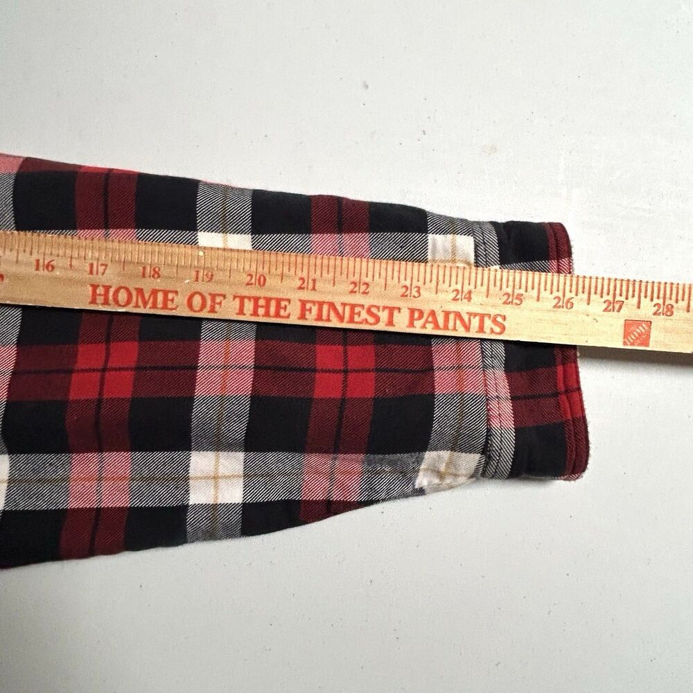 LL Bean Fleece Lined Flannel Shirt Jacket Mens XXL Tall Red Plaid Sherpa - Picture 5 of 6